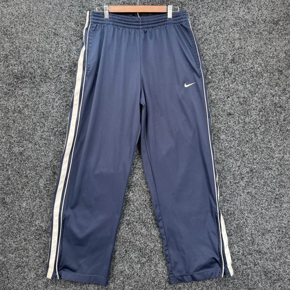 Nike Basketball Mens Navy Blue Track Pants White Stripe Zip Ankle XL RN56323